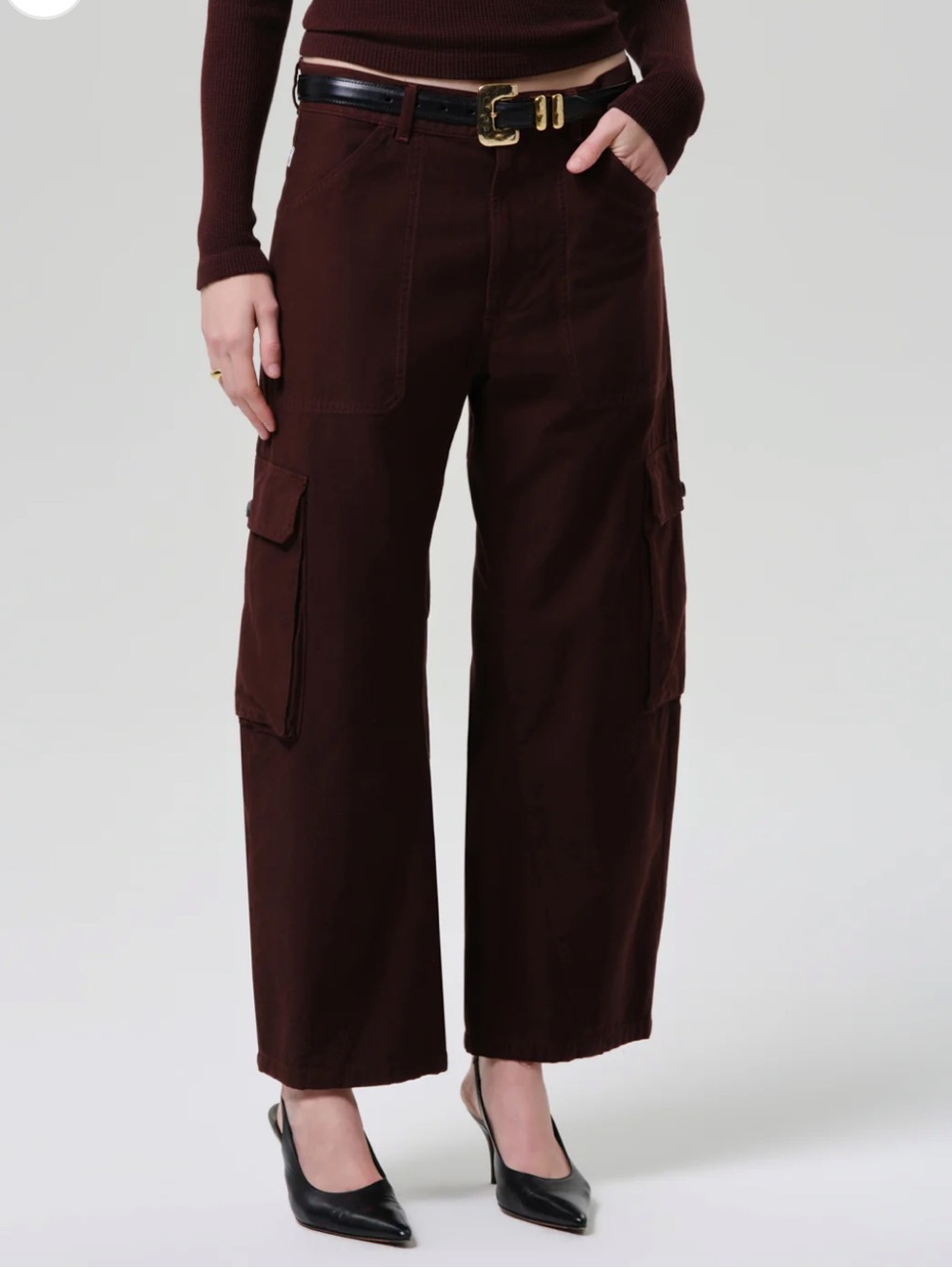 Citizens of Humanity Thassos Twisted Seam Utility Cargo Pants Mahogany size 27